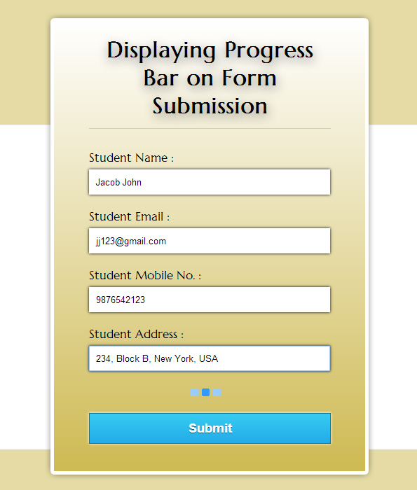 display progress bar on form submission
