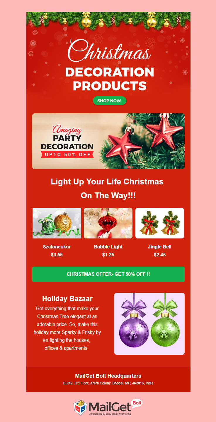 Decoration Free Christmas Email Templates
