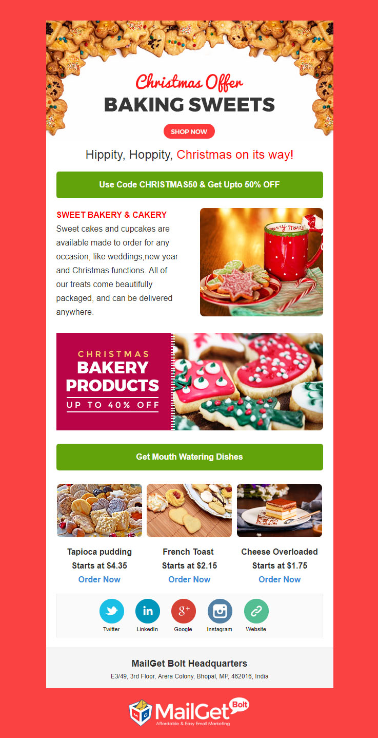 Food Free Christmas Email Templates