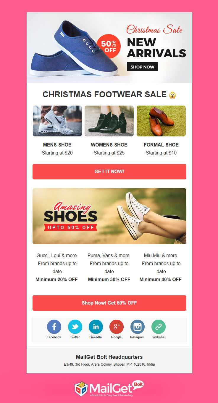 Footwear Free Christmas Email Templates